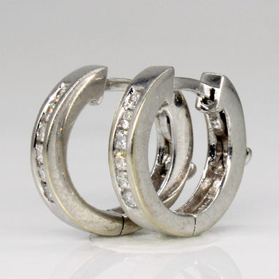 Channel Set Diamond Hoop Earrings | 0.12ctw |