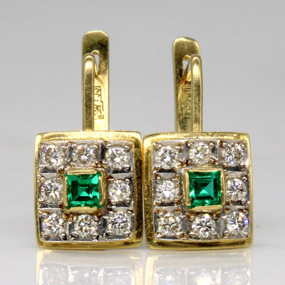 Diamond & Synthetic Emerald Earrings | 0.48ctw, 0.30ctw |