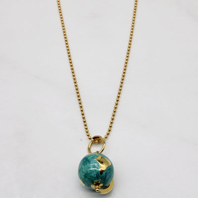 18k Yellow Gold & Enamel Glob Pendant & Necklace | 17