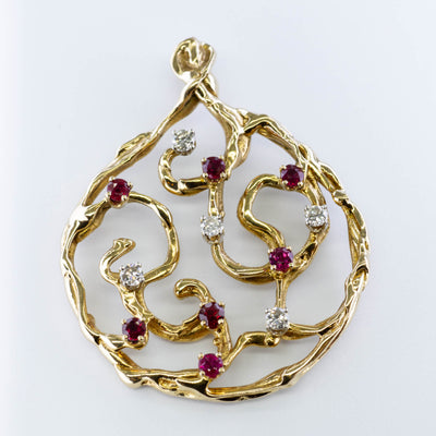 Intertwined Ruby & Diamond Pendant | 0.63ctw | 0.35ctw |