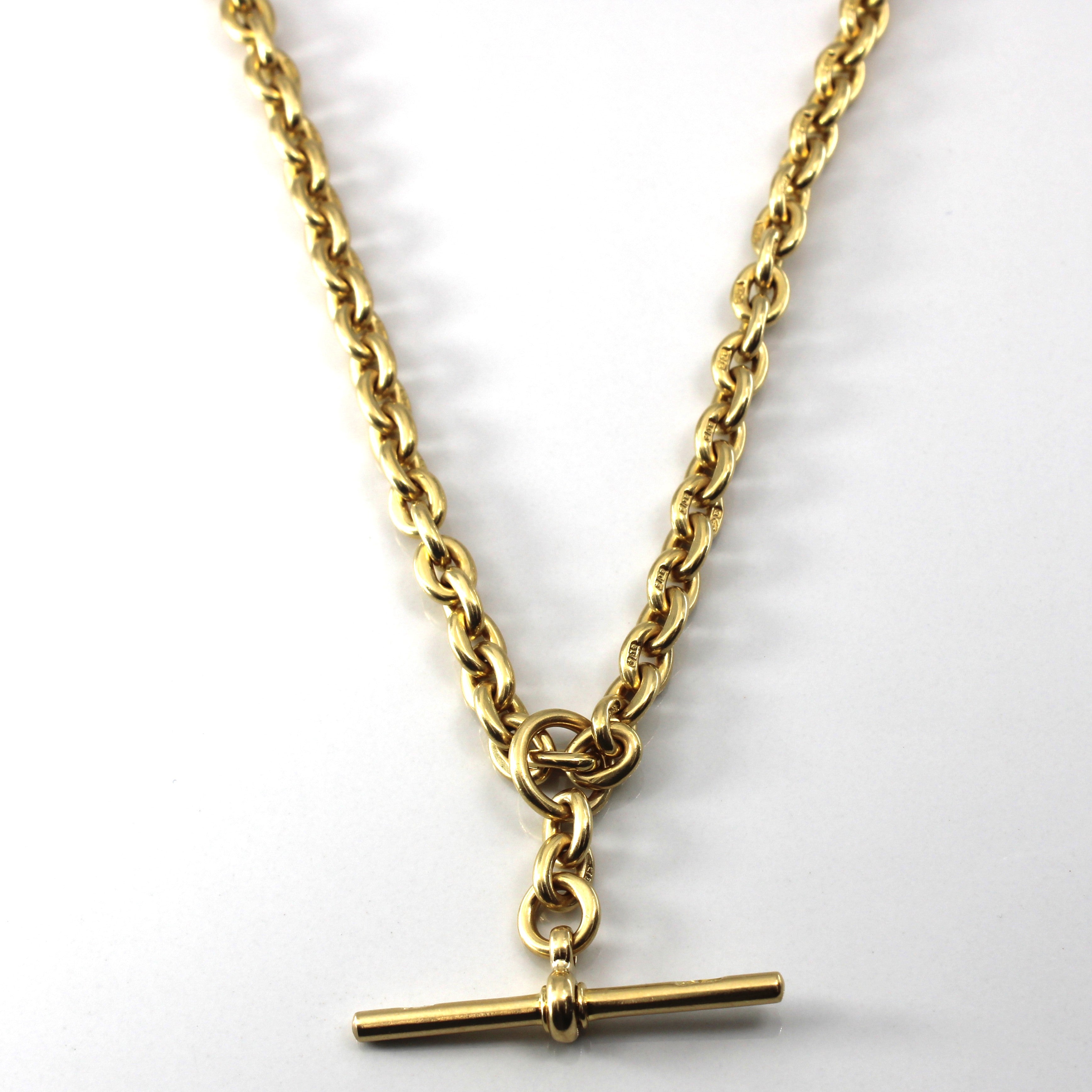 Chaîne à maillons rolo victorienne antique en or jaune 18 carats | 14" | 