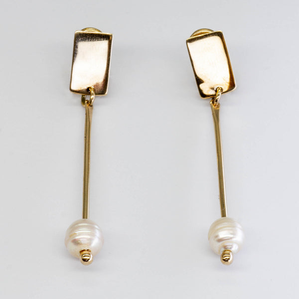 Hanging Pearls Gold Clip Earrings
