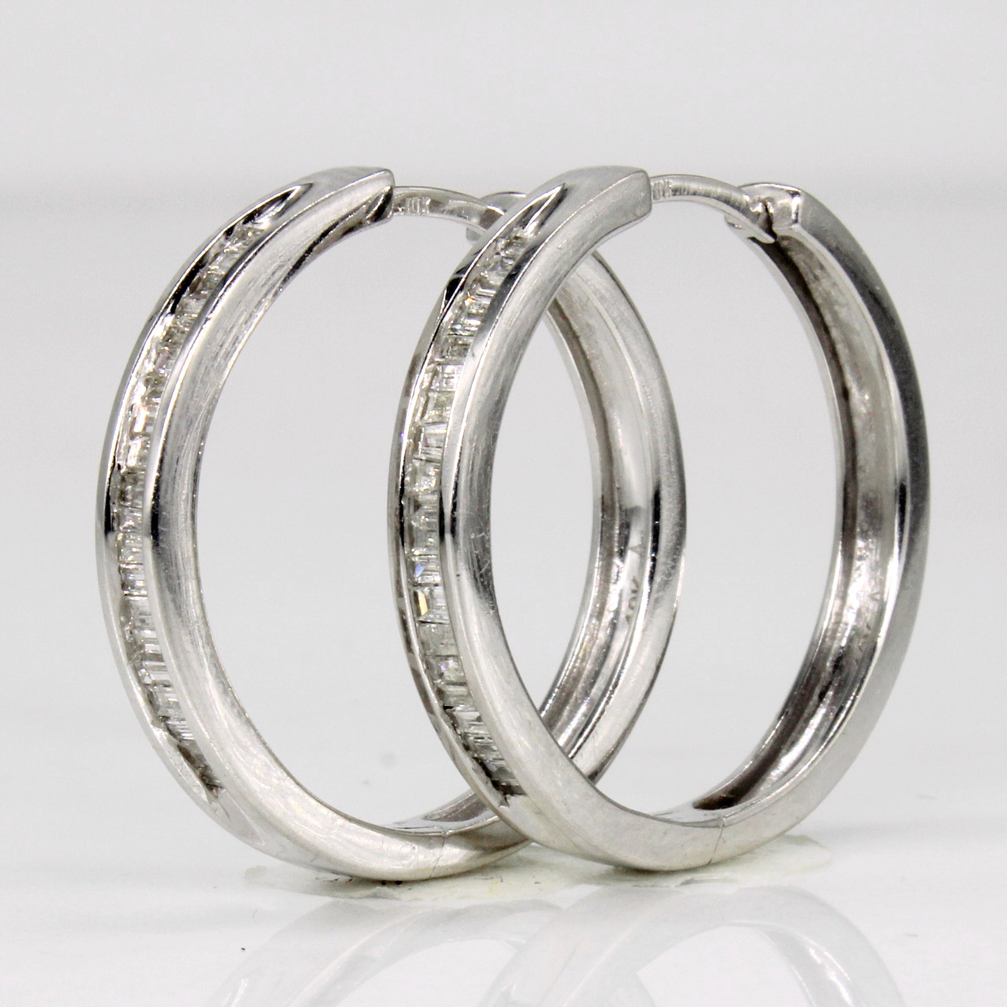 Channel Set Diamond Hoop Earrings | 0.50ctw |