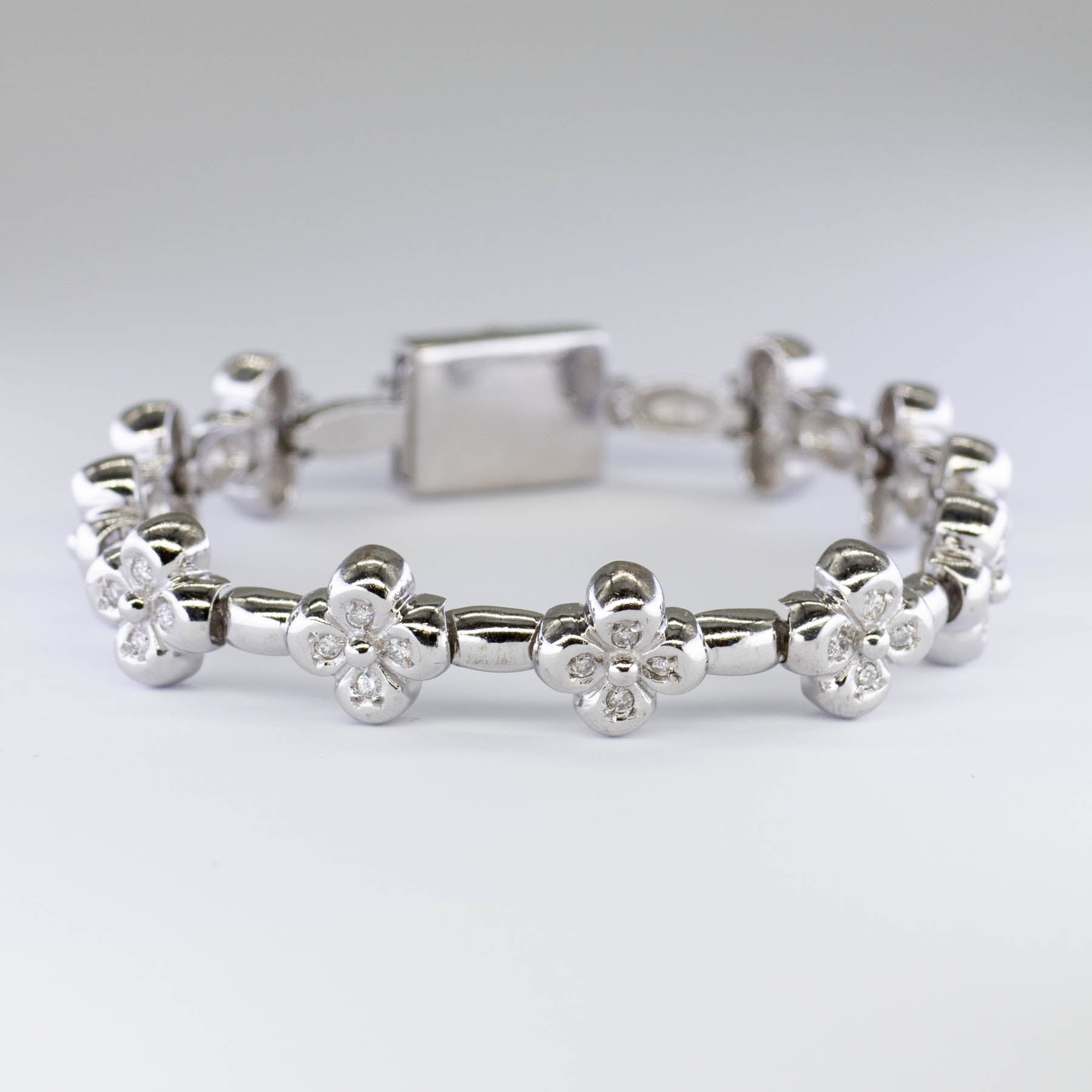 Flower Design Diamond Chain Bracelet | 0.5ctw | 7"|