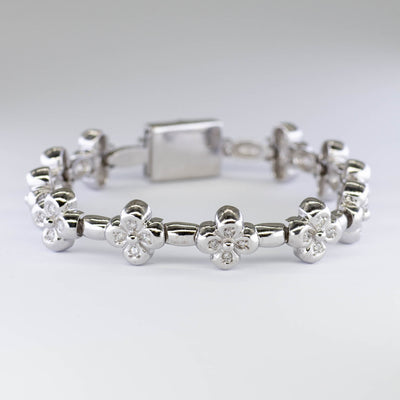 Flower Design Diamond Chain Bracelet | 0.5ctw | 7