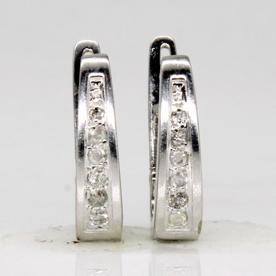 14k White Gold Diamond Hoop Earrings | 0.07ctw |