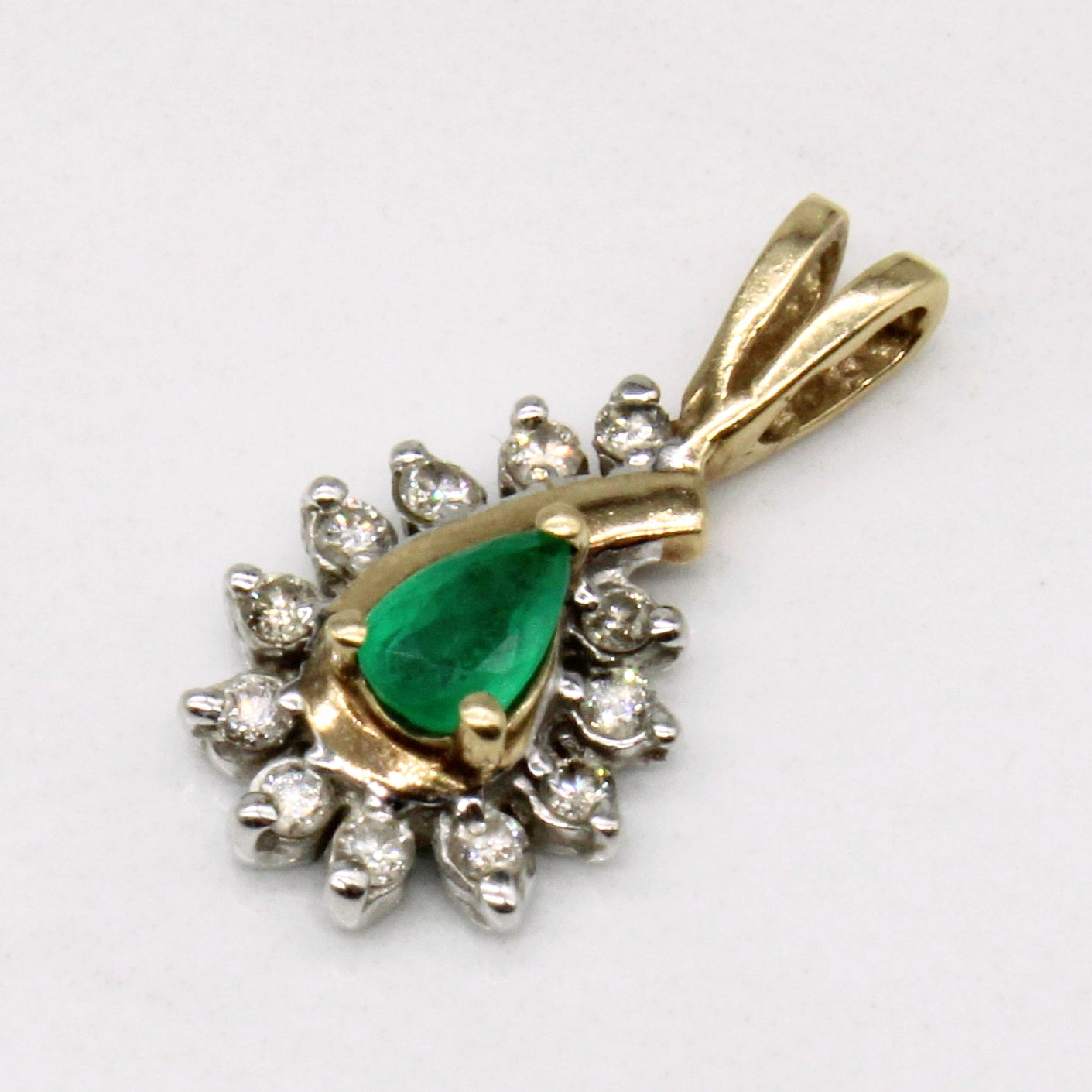 Emerald & Diamond Halo Pendant | 0.15ct, 0.12ctw |