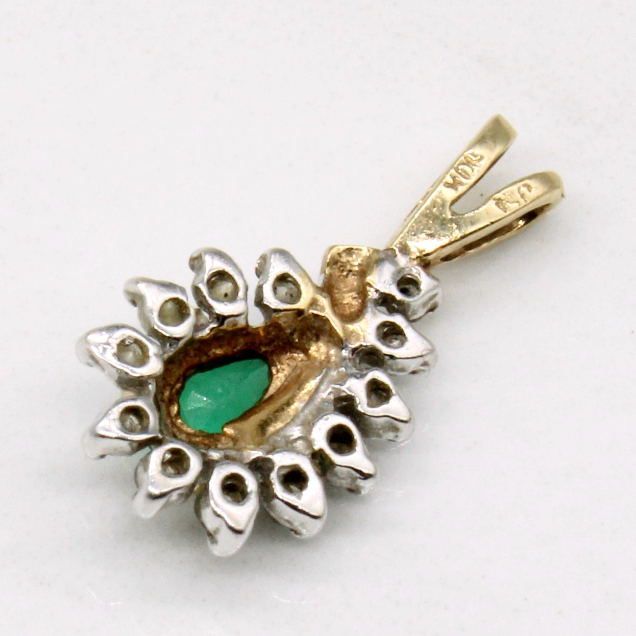 Emerald & Diamond Halo Pendant | 0.15ct, 0.12ctw |