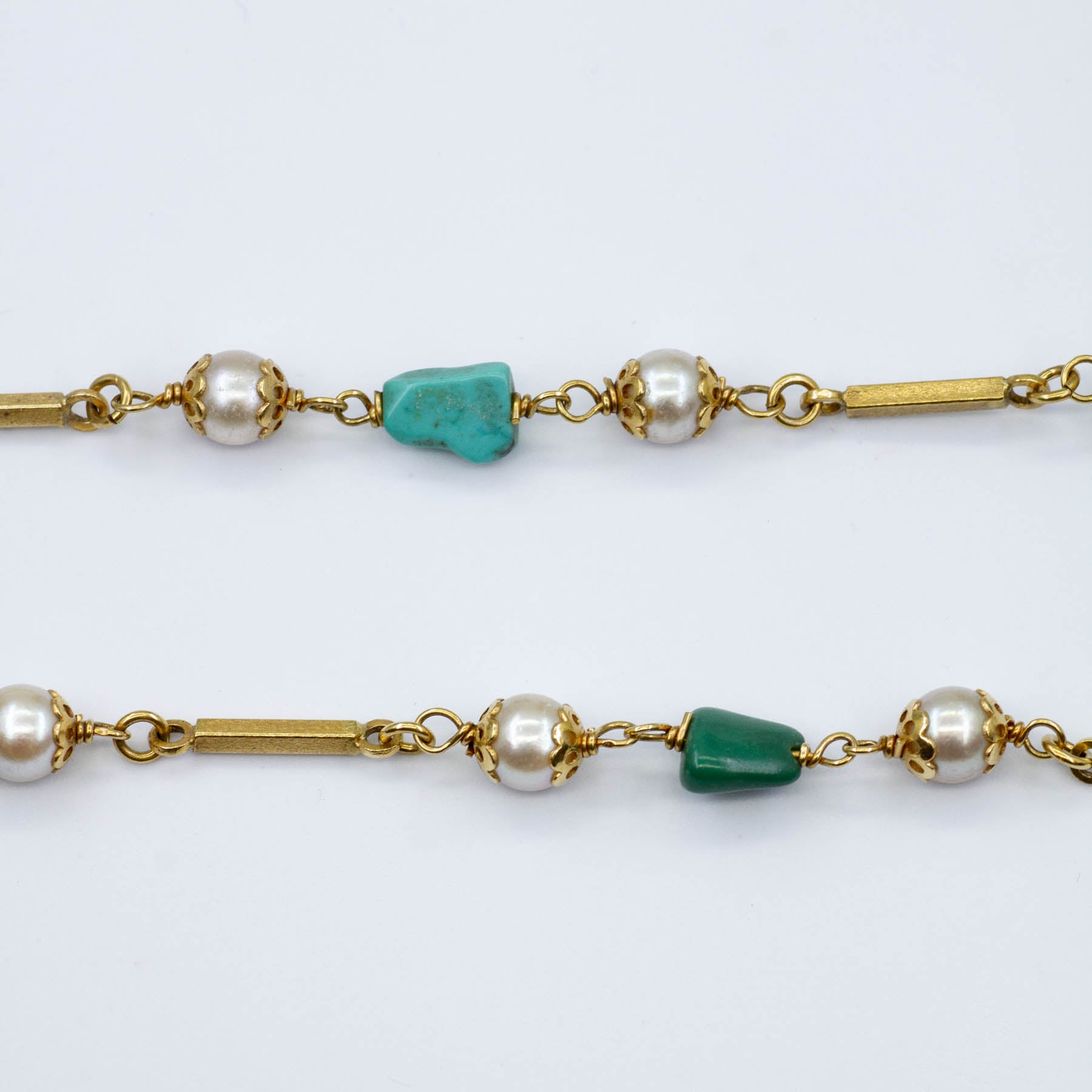 Pearls and Turquoise Beads Necklace | 36"|