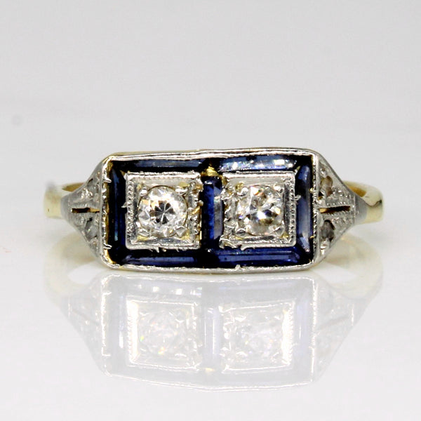 1930's Synthetic Sapphire & Diamond Ring | 0.24ctw, 0.12ctw | SZ 4 |