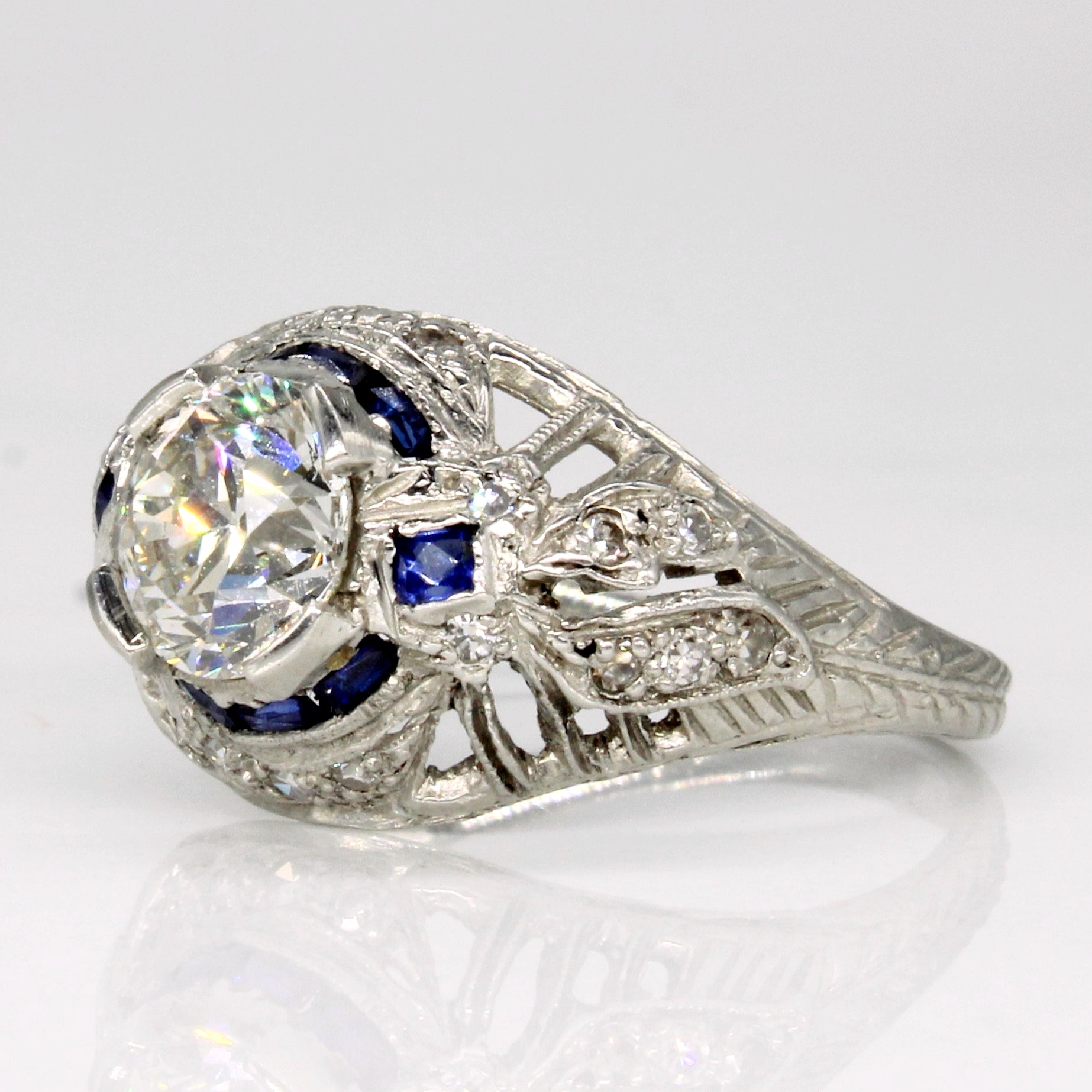 Art Deco Diamond & Sapphire Ring | 1.33ctw, 0.20ctw | SZ 6.25 |
