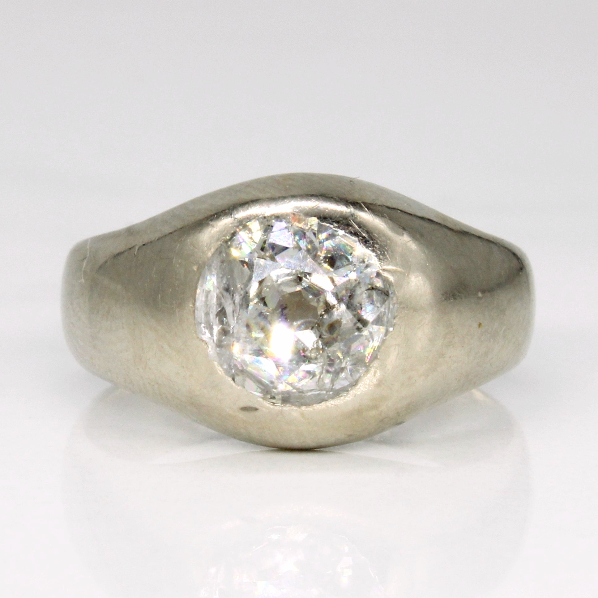 Bague de fiançailles en diamant taille ancienne européenne | 1,48 ct I2/I3 J/K | Taille 7,5 | 