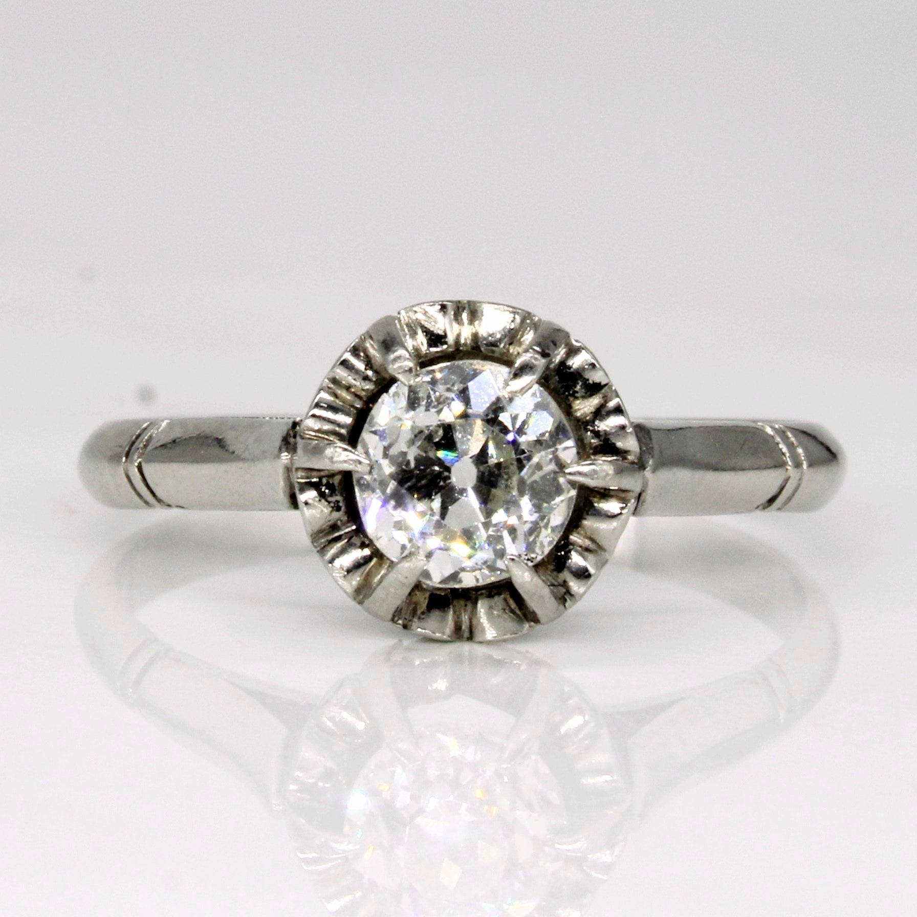 Bague de fiançailles Art Déco sertie de diamants illusion | 0,63 ct | Taille 7,75 | 