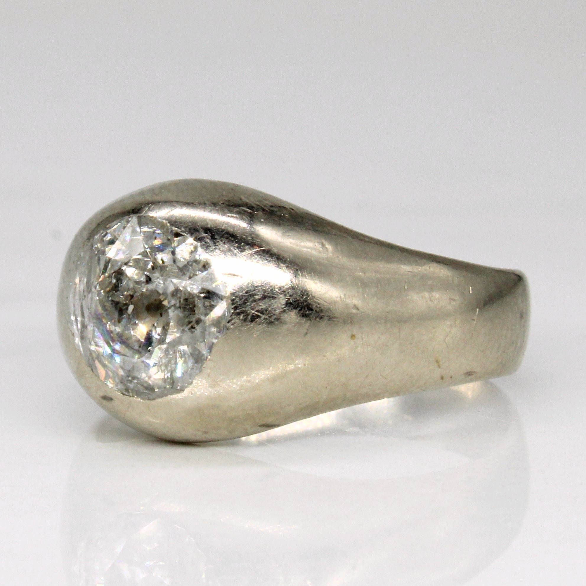 Bague de fiançailles en diamant taille ancienne européenne | 1,48 ct I2/I3 J/K | Taille 7,5 | 