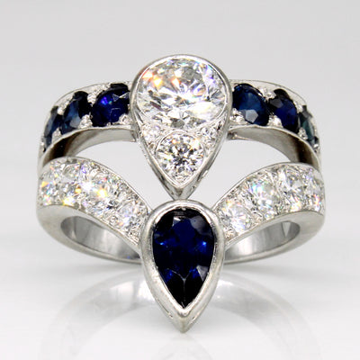 Diamond & Sapphire Double Chevron Ring | 1.78ctw, 1.65ctw | SZ 6.25 |