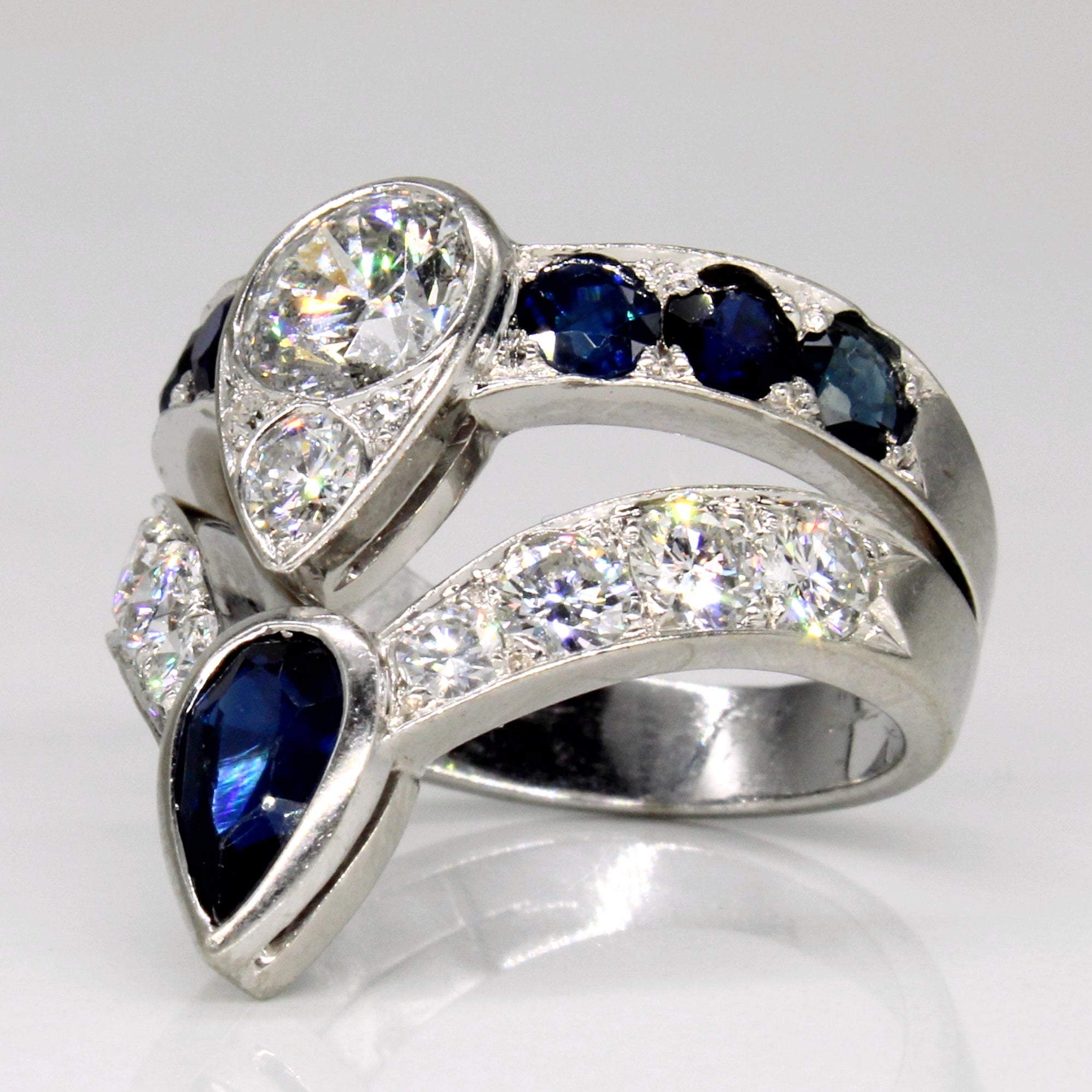 Diamond & Sapphire Double Chevron Ring | 1.78ctw, 1.65ctw | SZ 6.25 |
