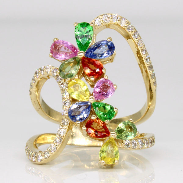 EFFY' 14k Multi Sapphire and Diamond Ring | 3.39ctw | SZ 6.5