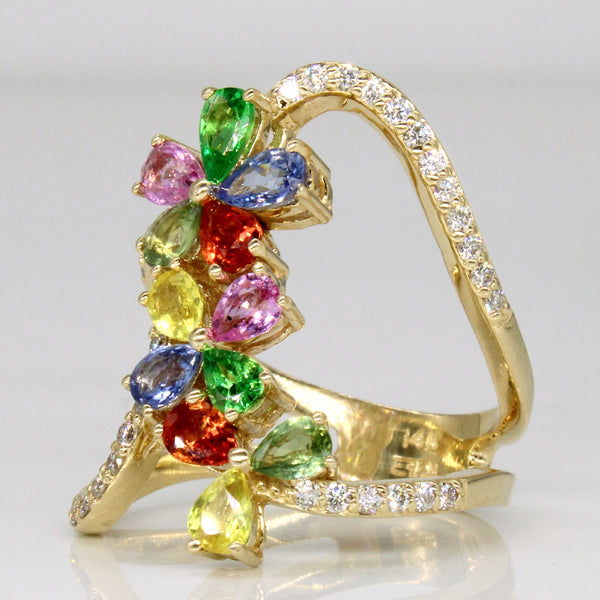 EFFY' 14k Multi Sapphire and Diamond Ring | 3.39ctw | SZ 6.5