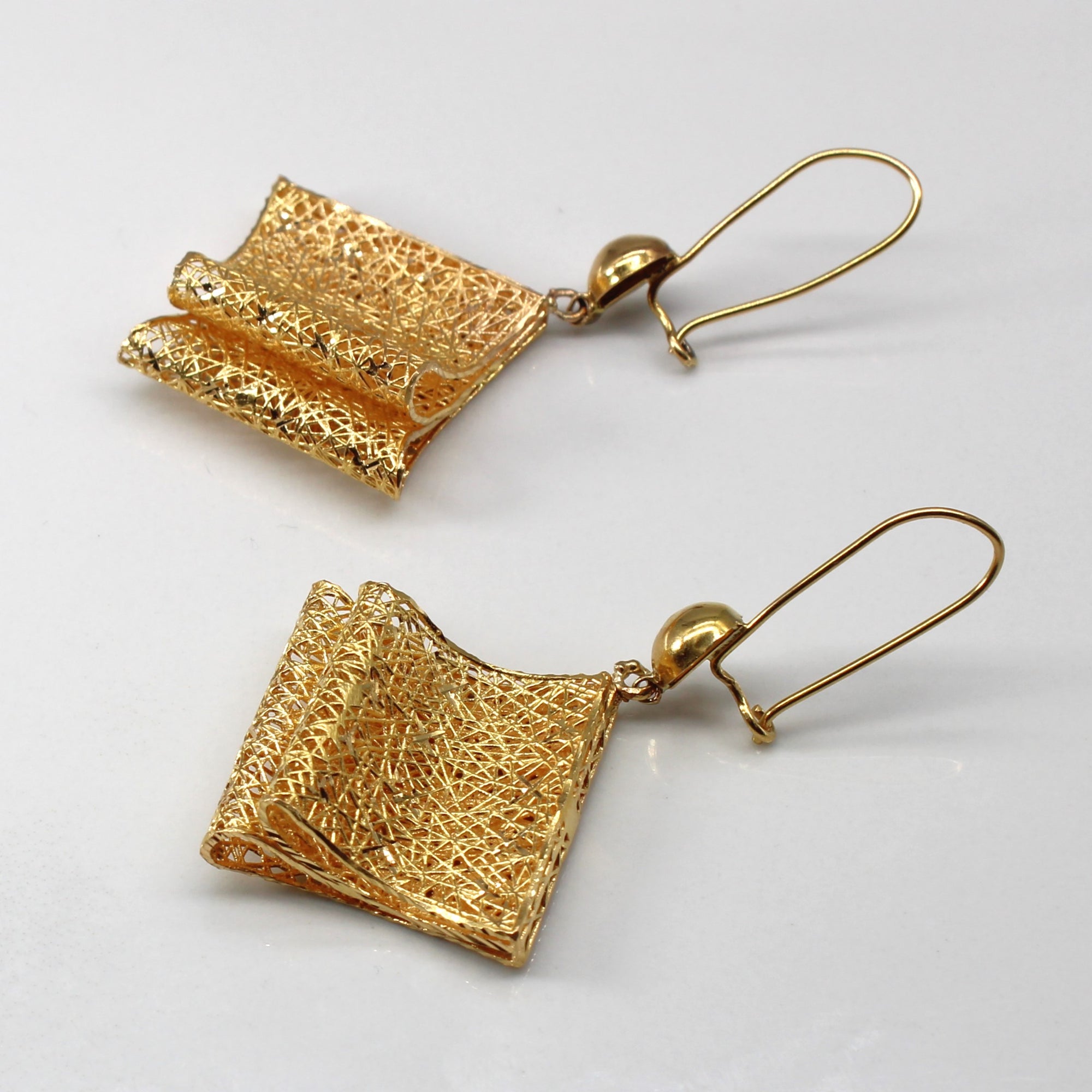 Woven Texture Gold Dangle Earrings