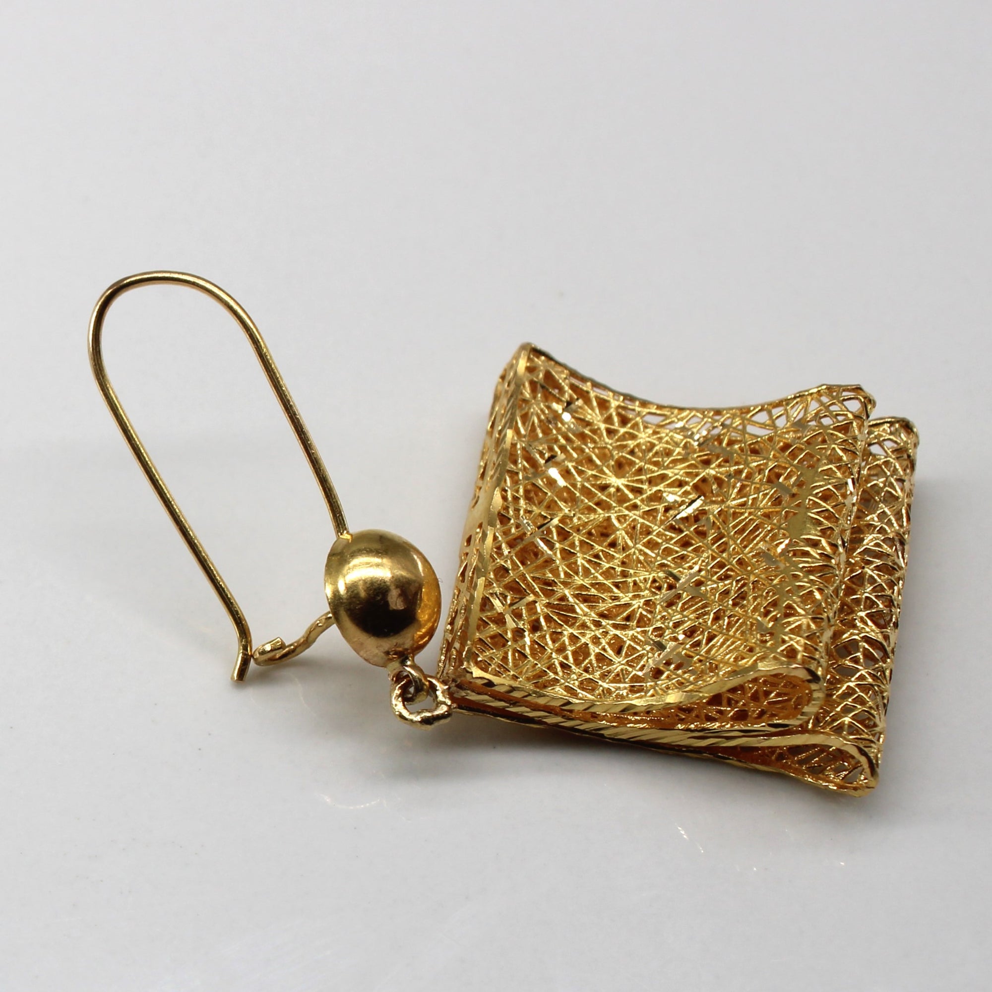 Woven Texture Gold Dangle Earrings