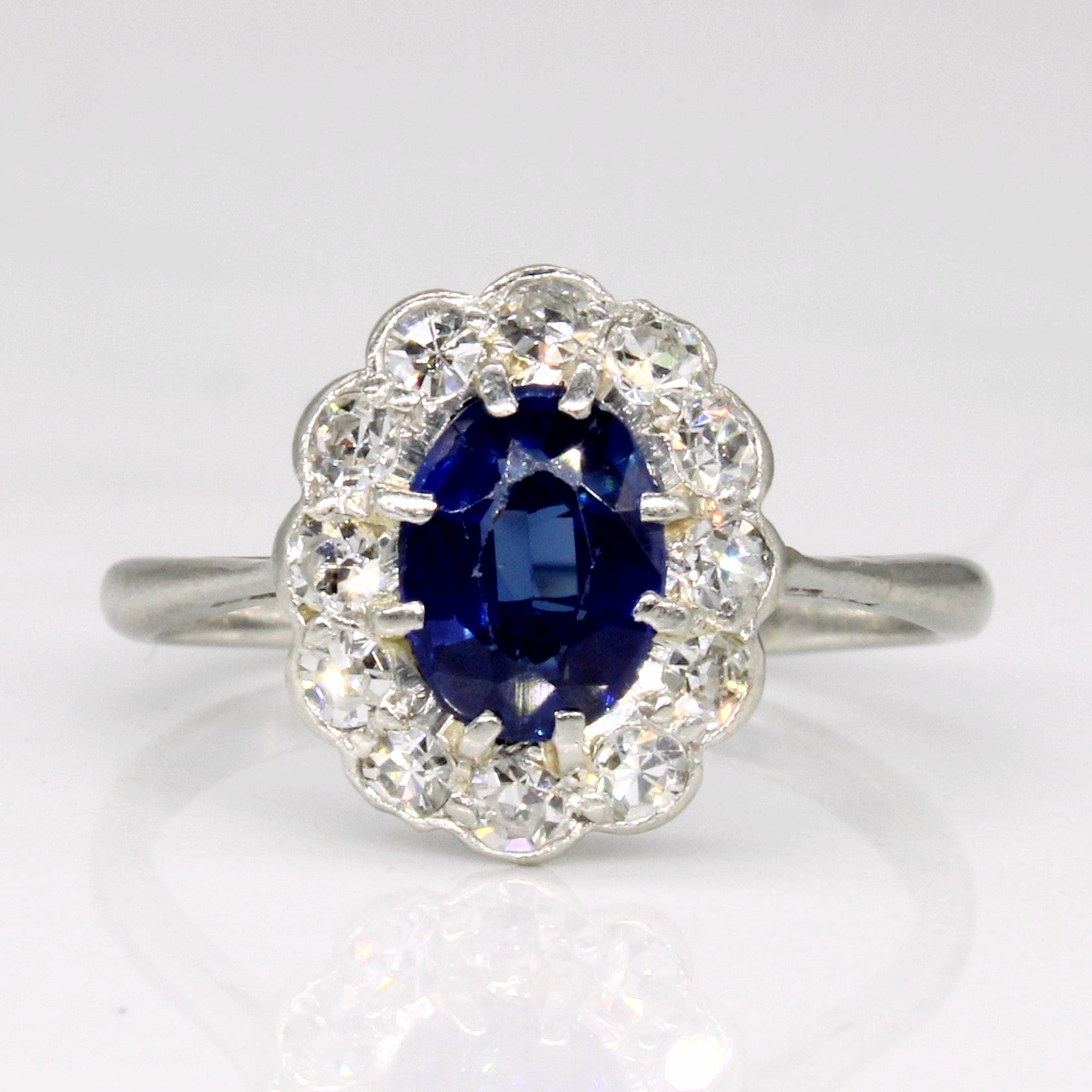 Sapphire & Diamond Halo Ring | 0.68ct, 0.30ctw | SZ 4.5 |