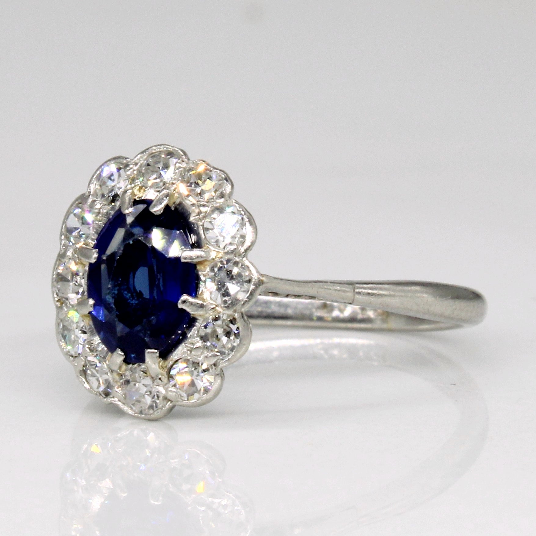 Sapphire & Diamond Halo Ring | 0.68ct, 0.30ctw | SZ 4.5 |