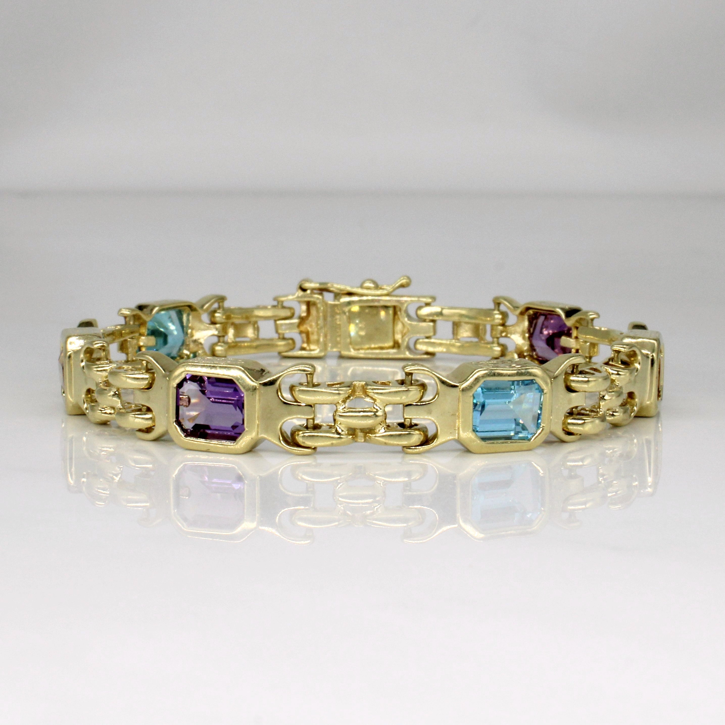 14k Yellow Gold Multi-Gem Bracelet | 7.32ctw | 7"