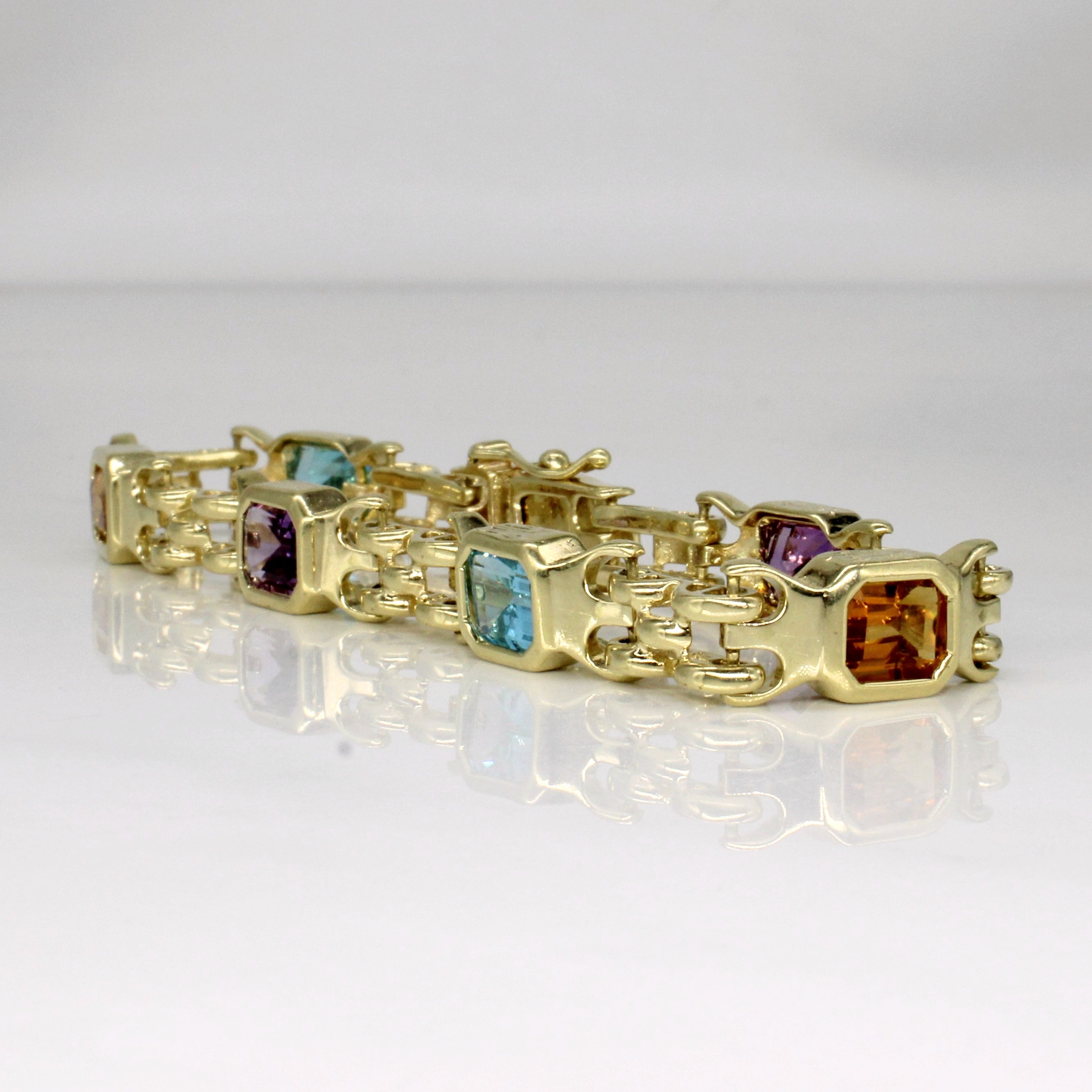 14k Yellow Gold Multi-Gem Bracelet | 7.32ctw | 7"