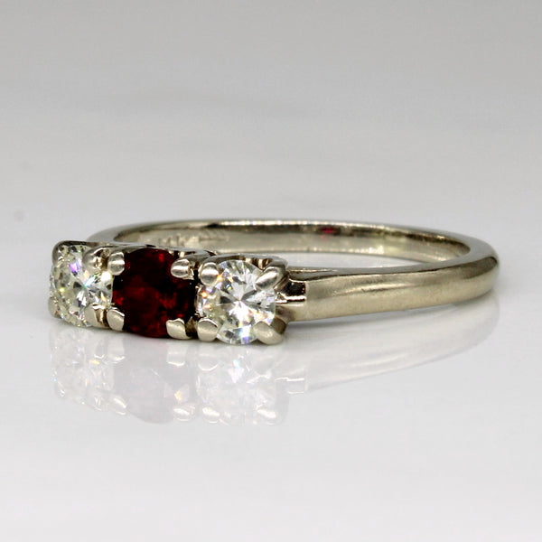 Diamond & Ruby Three Stone 14k Ring | 0.33ctw, 0.22ct | SZ 5.25 |
