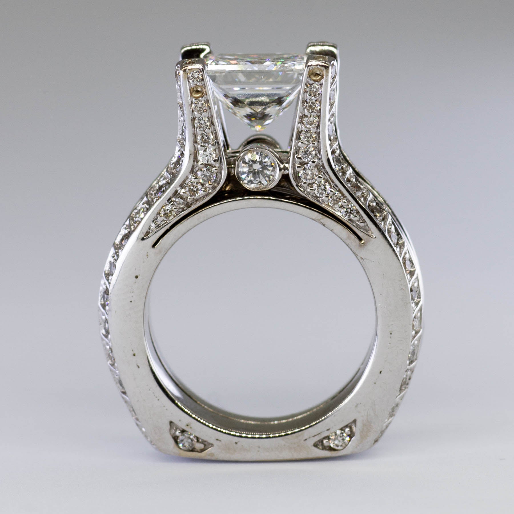 Princess Cut Diamond Engagement Ring | 3.77ctw | VS2/SI1 F/G Vg | SZ 4 |