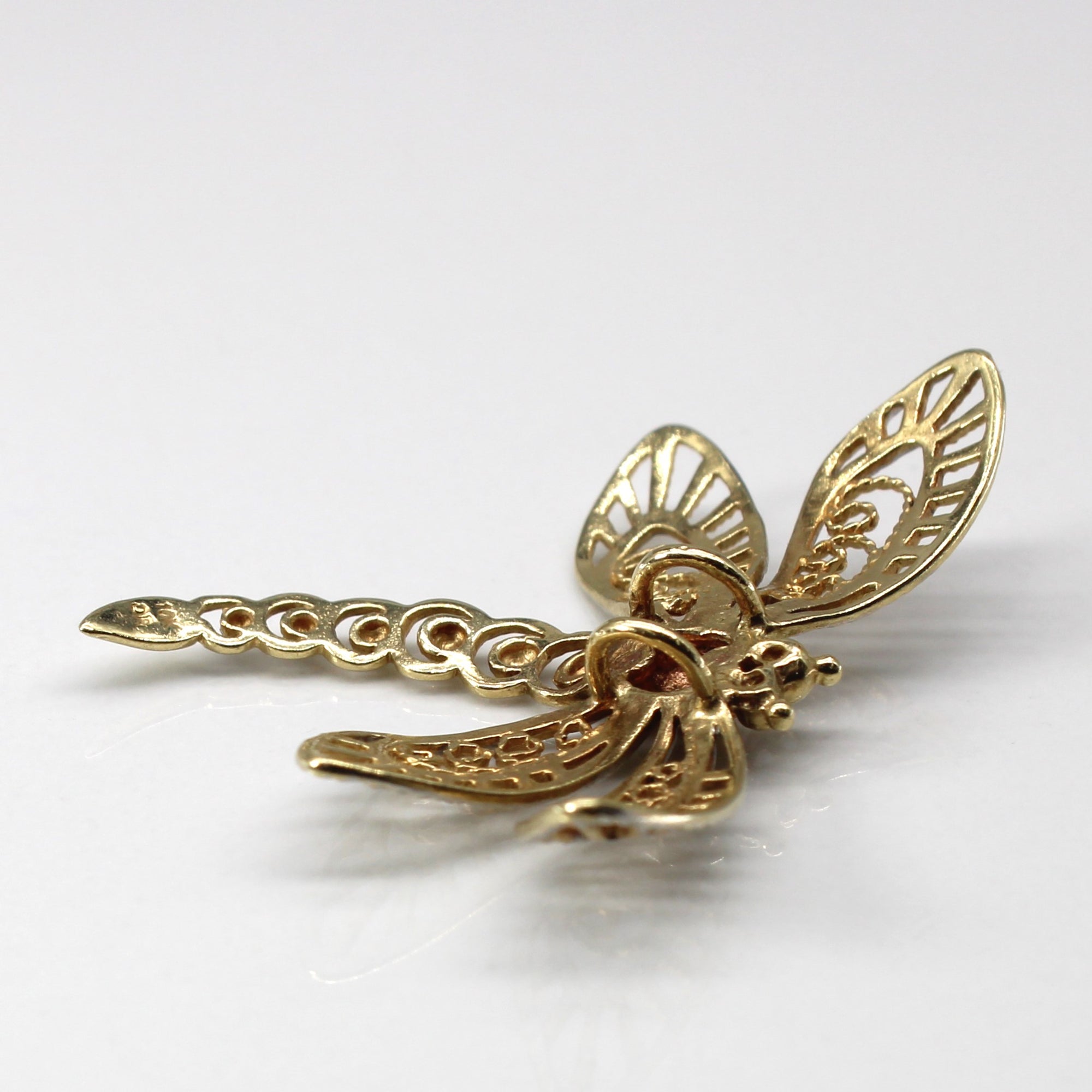 Two Tone Gold Dragonfly Brooch