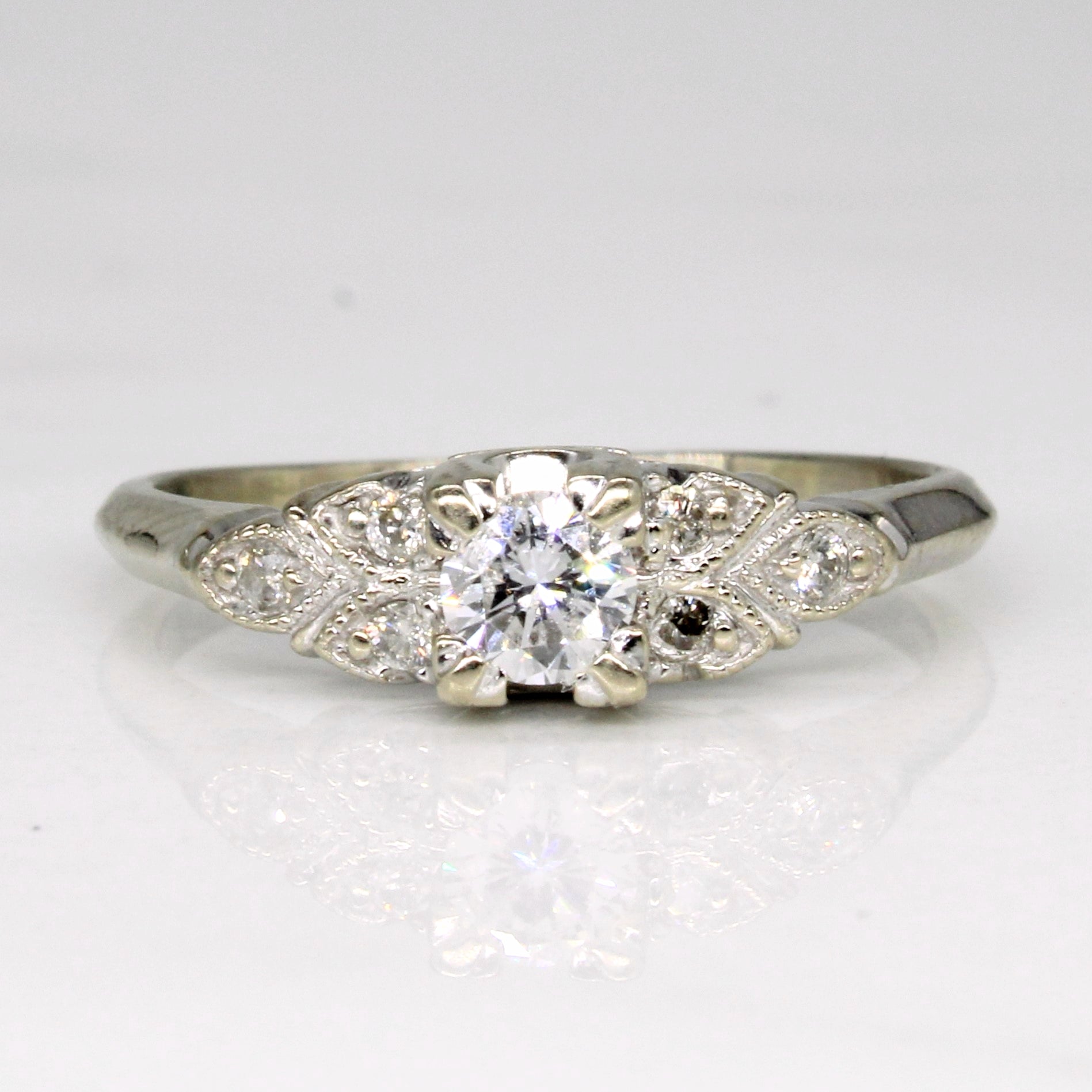 Bague de fiançailles vintage en diamant | 0,28 ct | Taille 6,25 | 