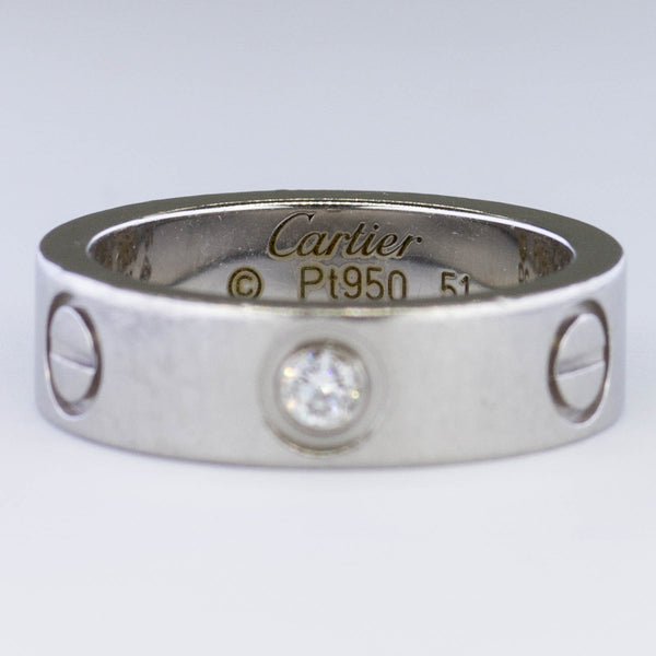 Cartier' Love Ring in Platinum with Diamond | 0.08 ct, SZ 5.75 |