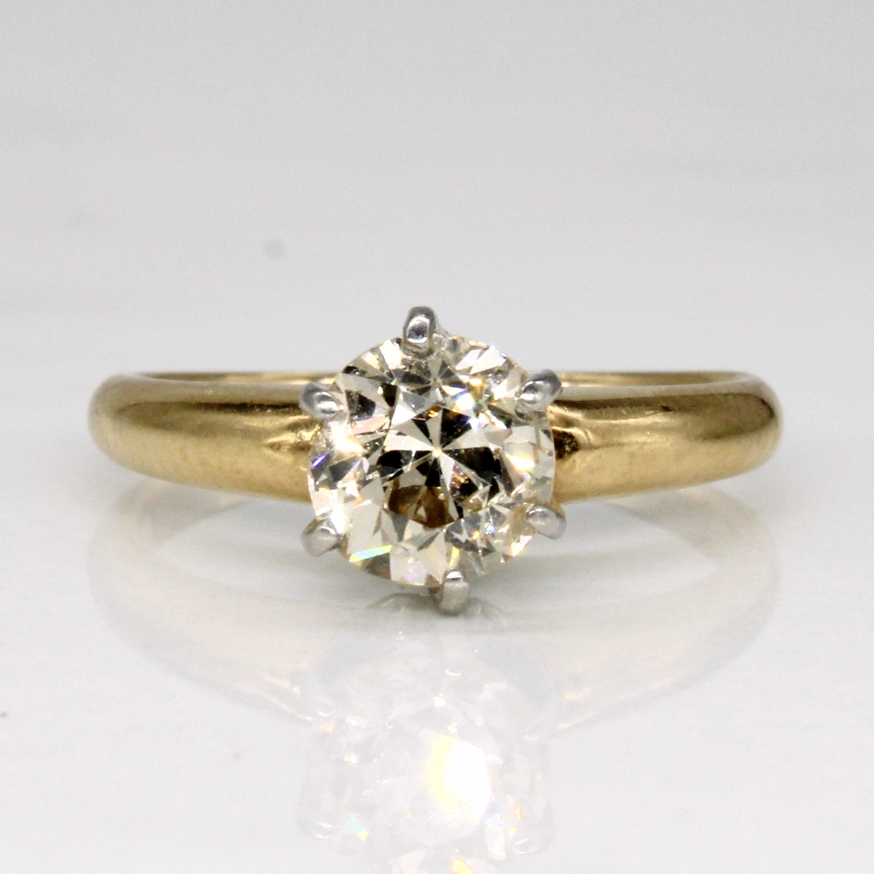 Antique Old European Cut Diamond Engagement Ring | 0.86ct I1 Light Brown | SZ 8.5 |
