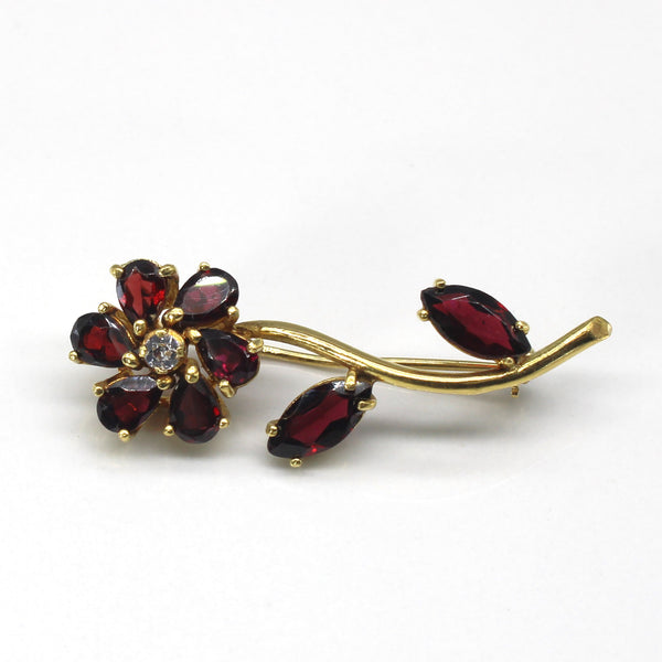 Flower Design Garnet & Synthetic Spinel Brooch | 5.36ctw |