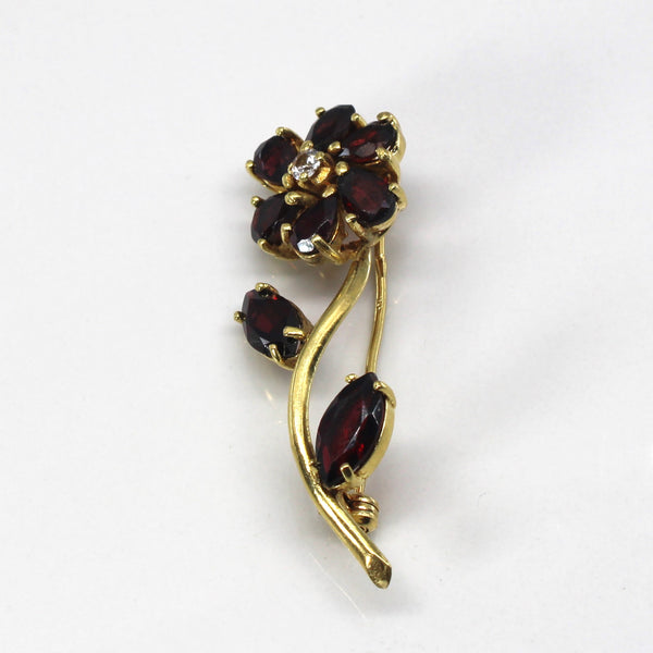 Flower Design Garnet & Synthetic Spinel Brooch | 5.36ctw |