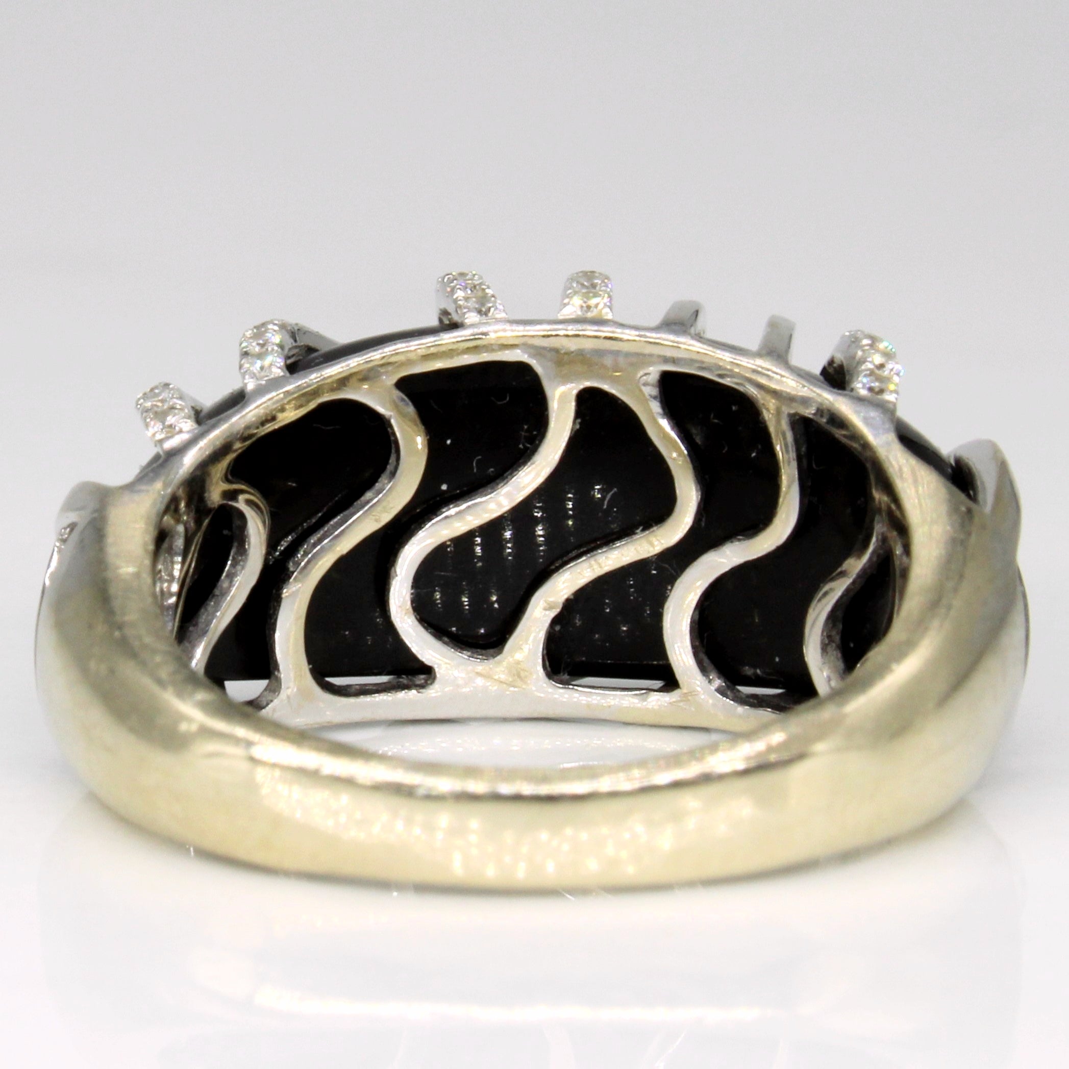 Black Onyx & Diamond Cocktail Ring | 7.00ct, 0.33ctw | SZ 6 |