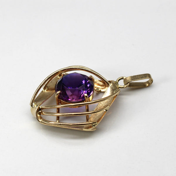 Synthetic Purple Sapphire Gold Pendant | 4.70ct |