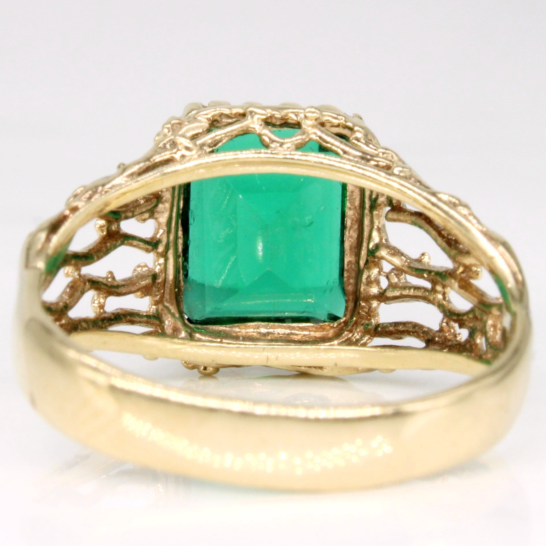 10k Yellow Gold Step Cut Glass Paste Ring | 2.91ct | SZ 8.25
