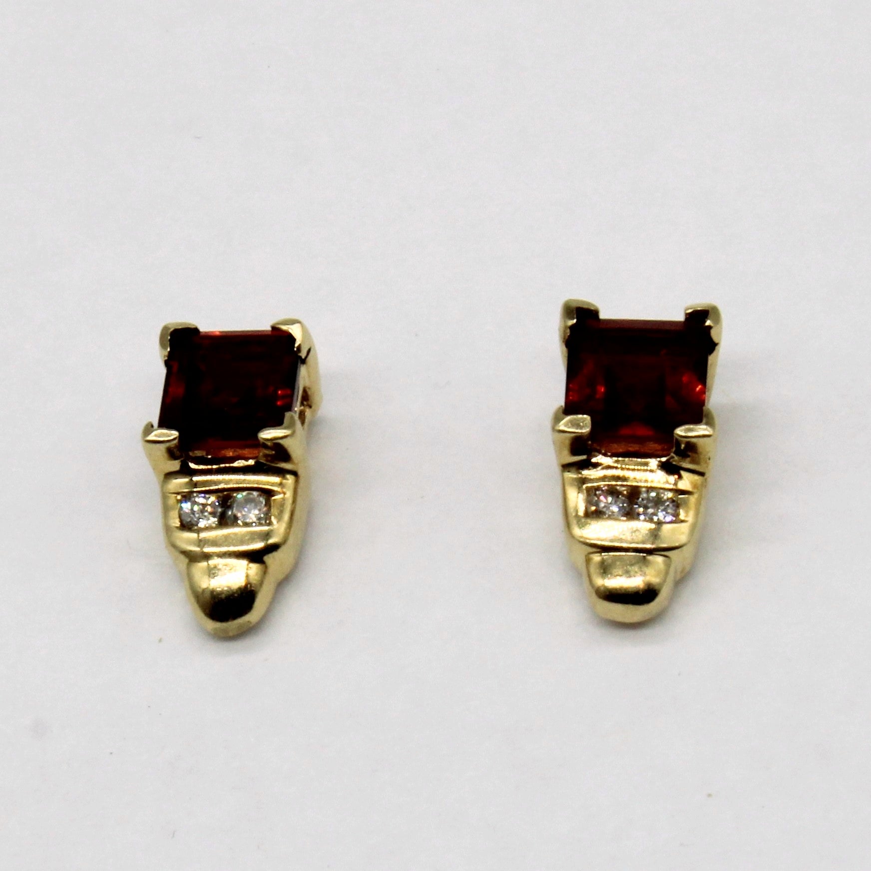 Garnet & Diamond 10k Earrings | 0.74ctw, 0.04ctw |