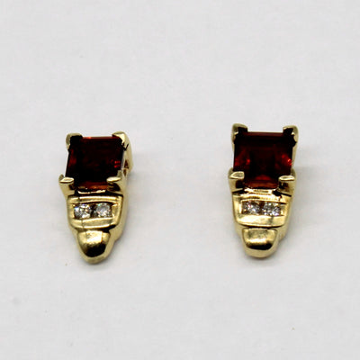 Garnet & Diamond 10k Earrings | 0.74ctw, 0.04ctw |