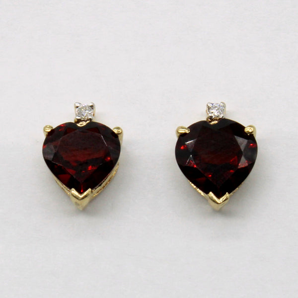 Garnet Heart & Diamond 14k Earrings | 2.00ctw, 0.02ctw |