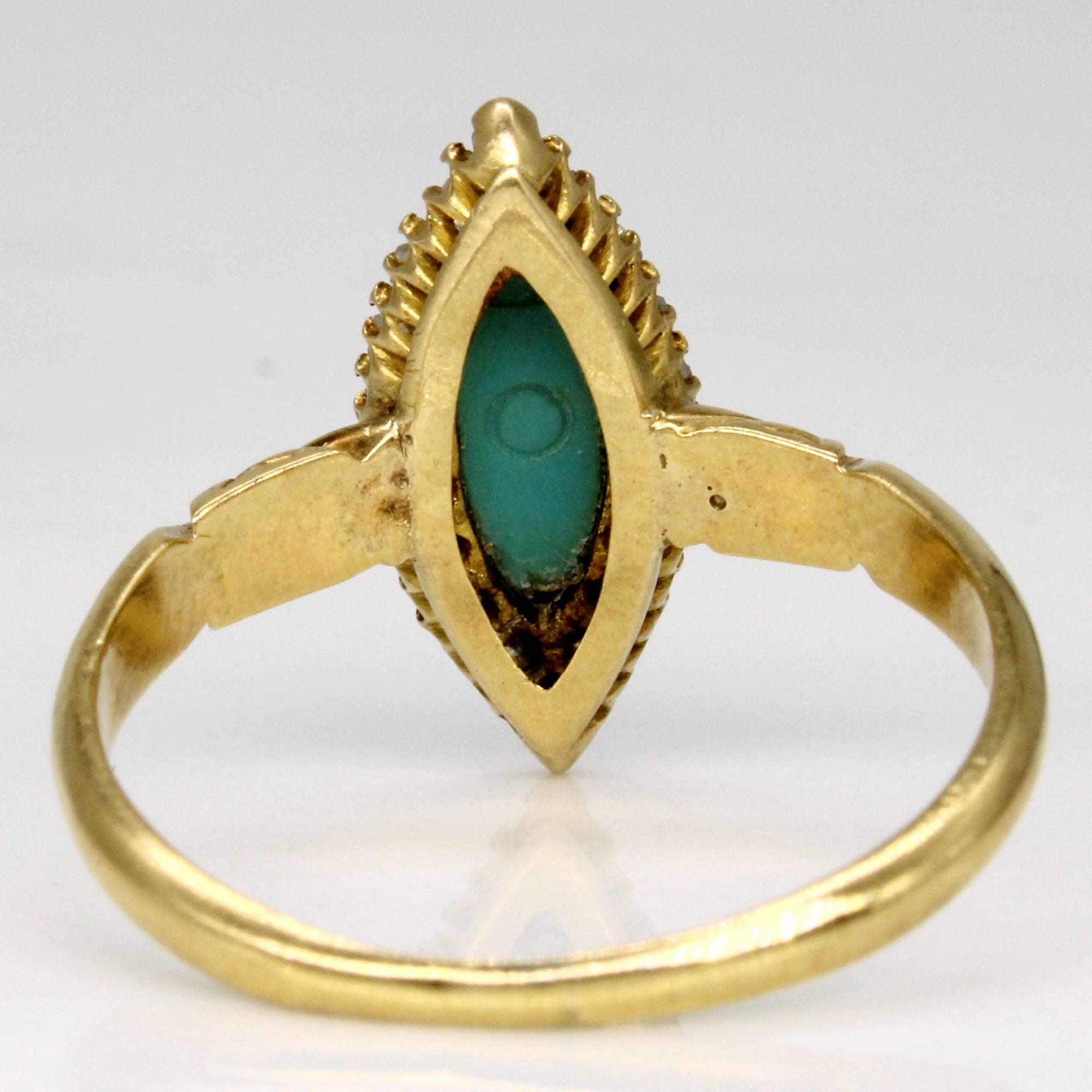 Vintage Turquoise & Diamond Halo Ring | 0.40ct, 0.18ctw | SZ 7.25 |