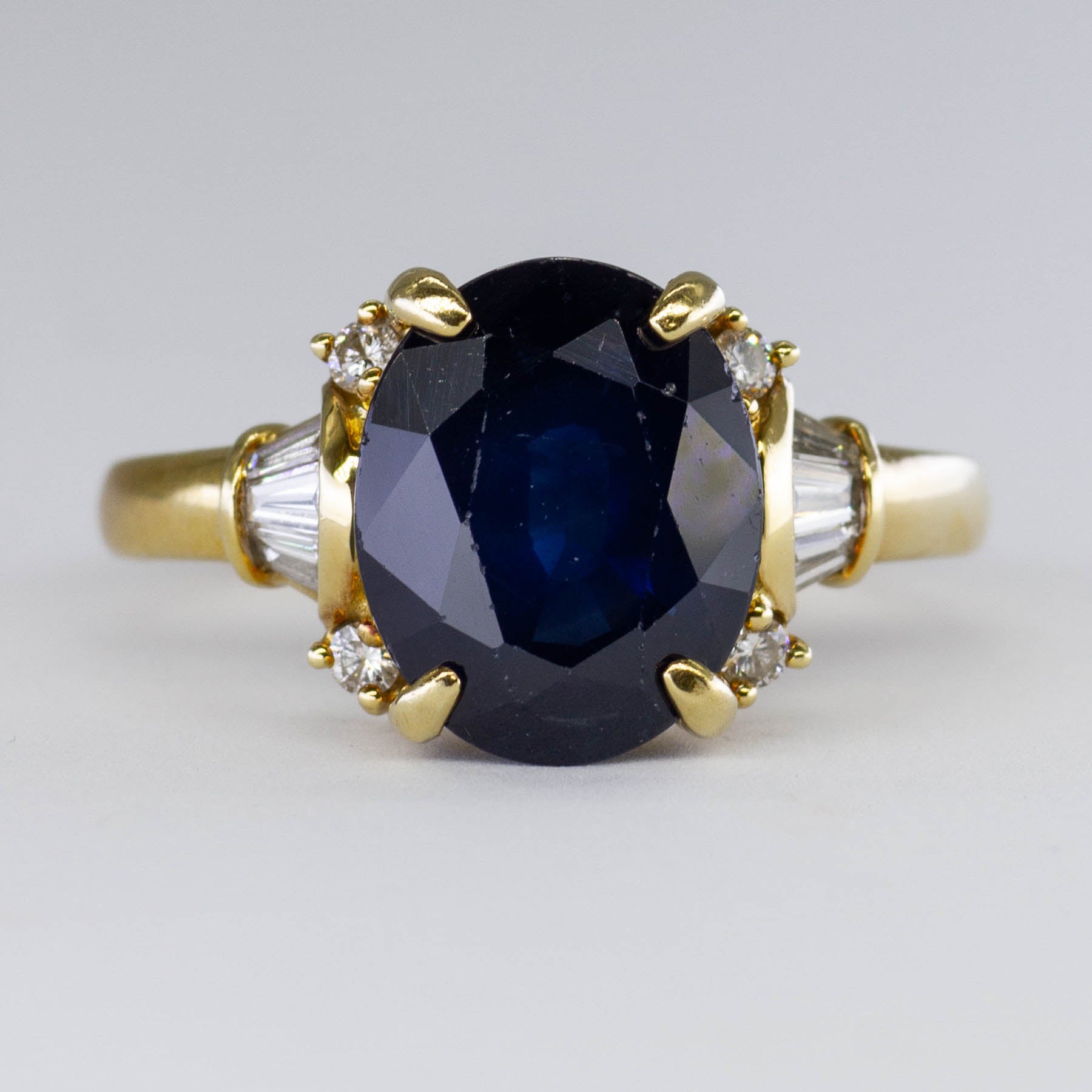 Blue Sapphire & Diamond Ring | 0.22ctw, 4.75ct | SZ 8 |