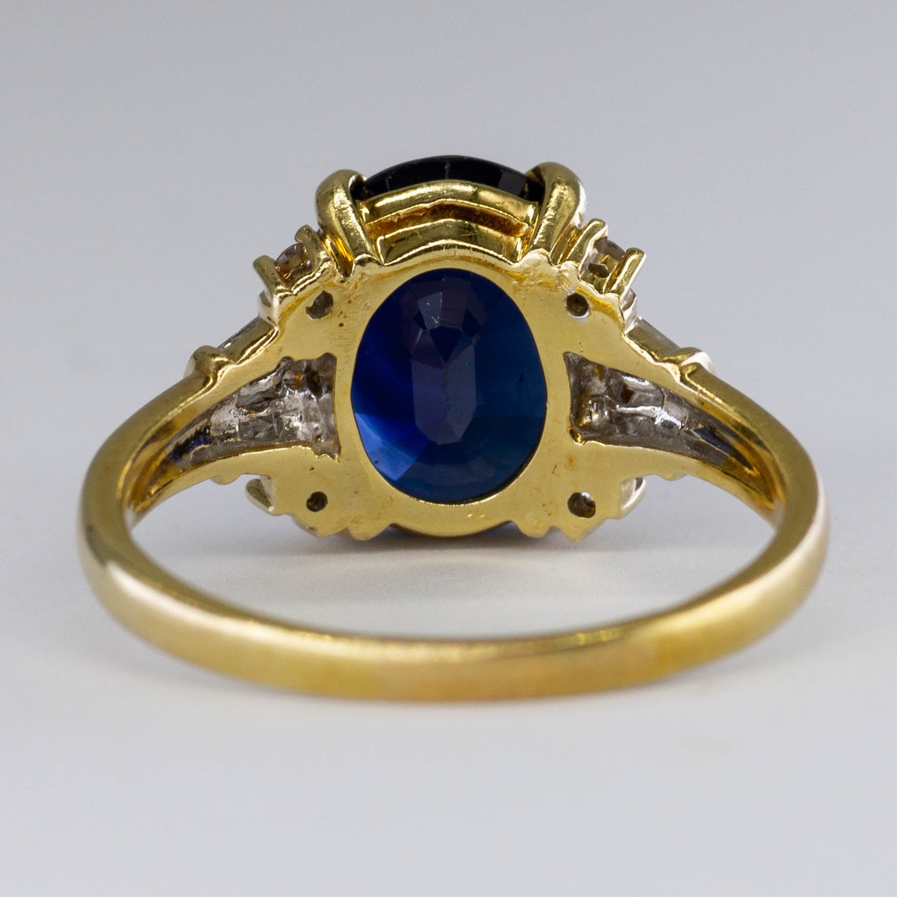 Blue Sapphire & Diamond Ring | 0.22ctw, 4.75ct | SZ 8 |