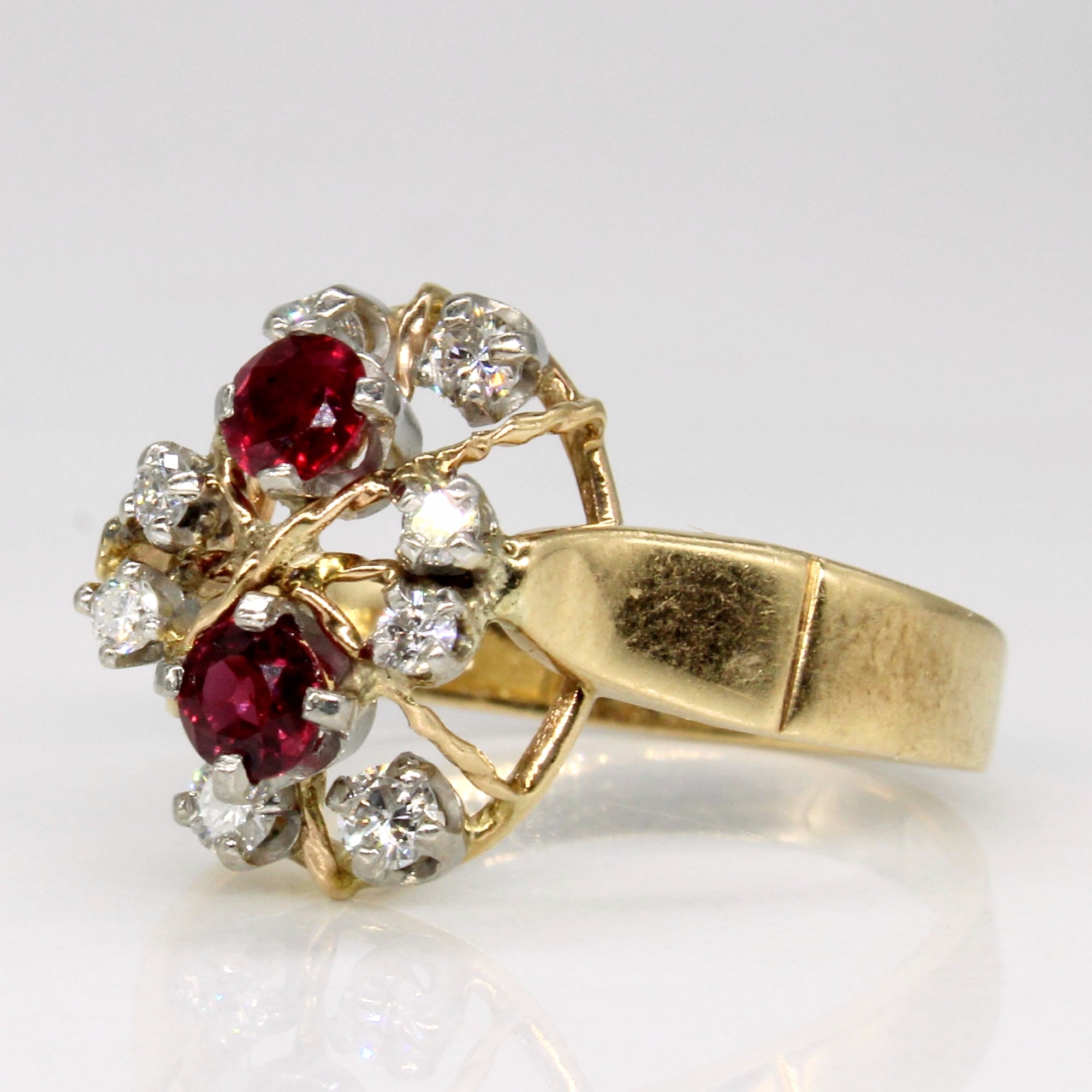 Ruby & Diamond Cocktail Ring | 0.35ctw, 0.22ctw | SZ 7.25 |