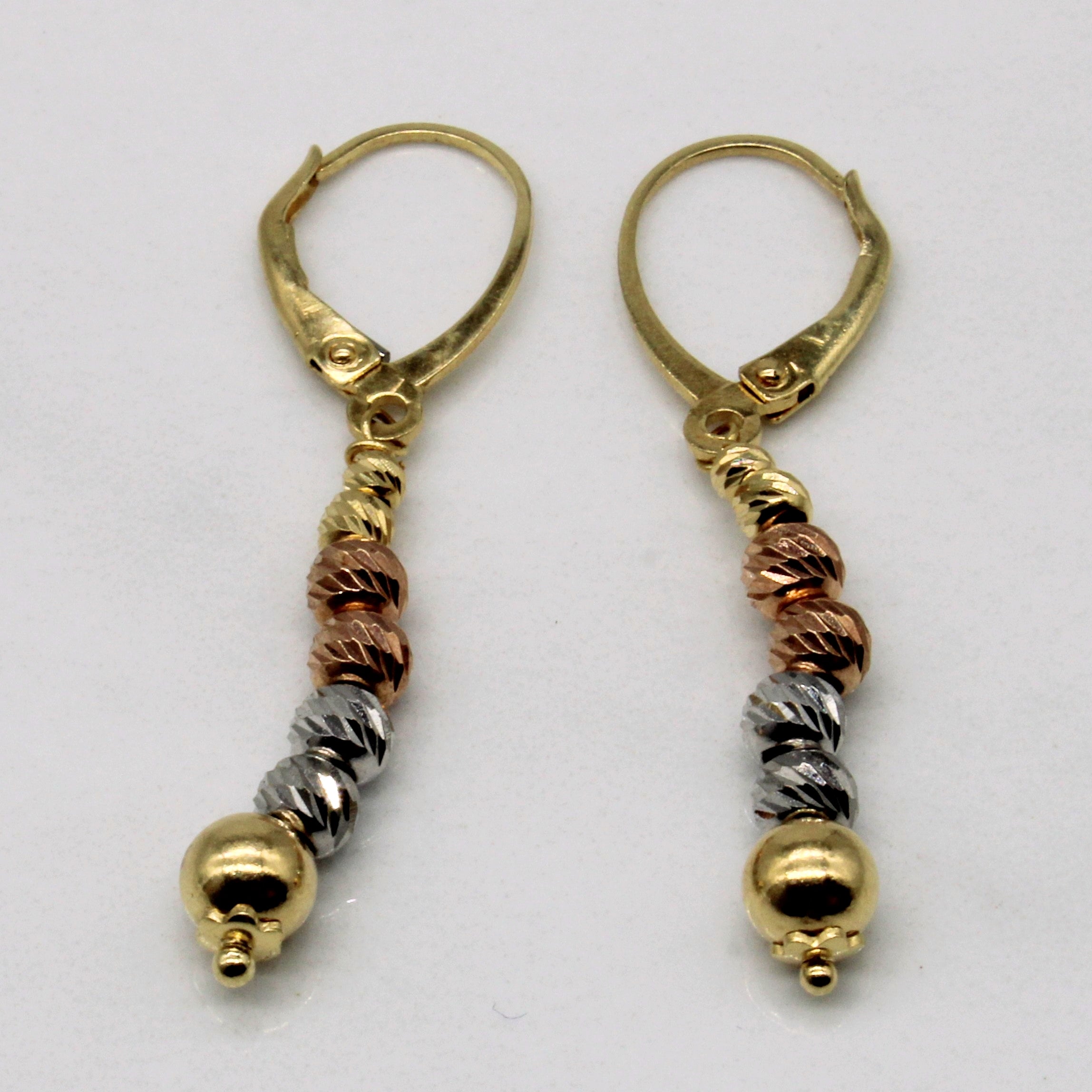18k Tri Tone Gold Drop Bead Earrings 100 Ways