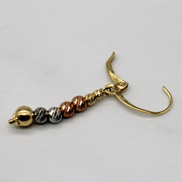 18k Tri Tone Gold Drop Bead Earrings