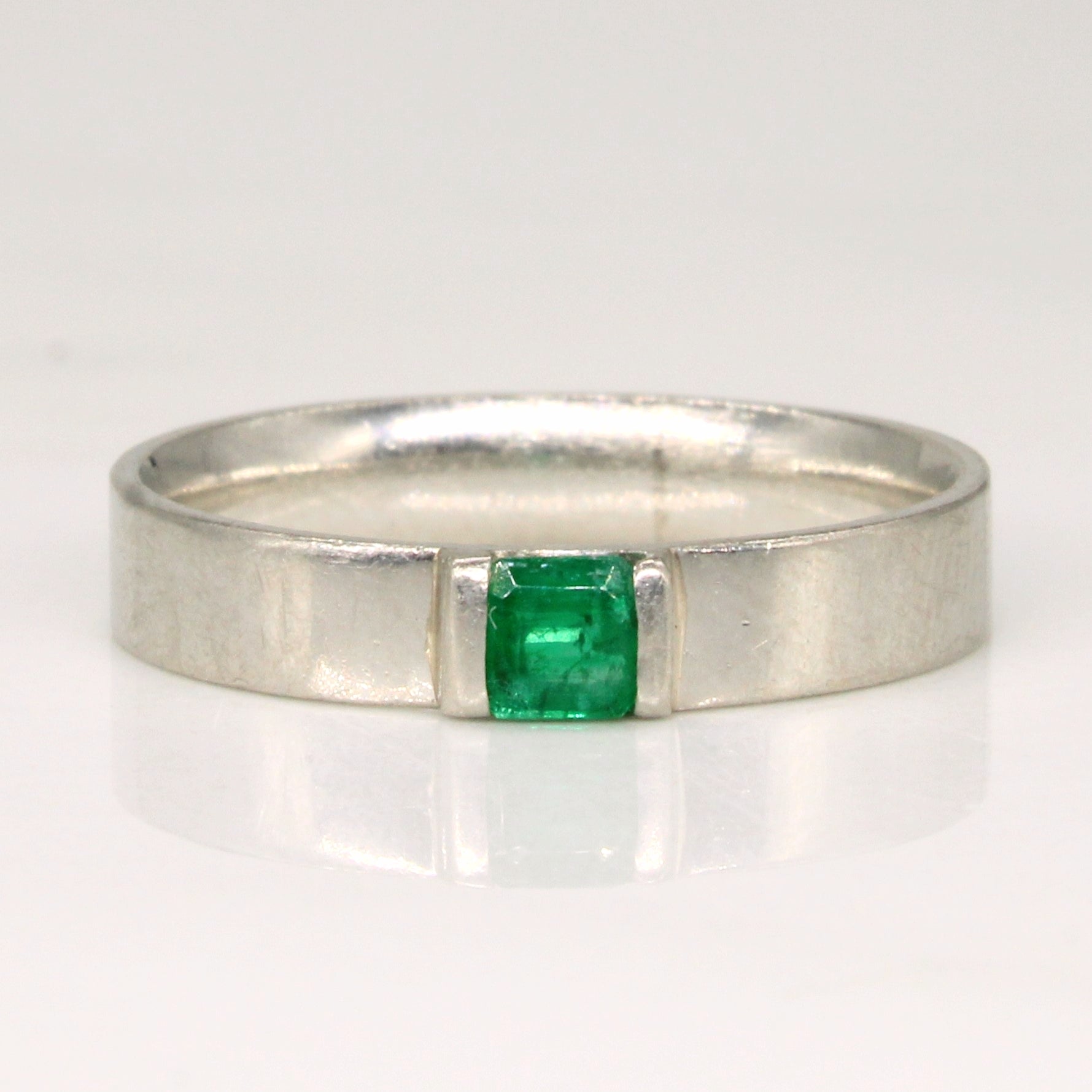 Platinum and Emerald Band | 0.13ct | SZ 5.5