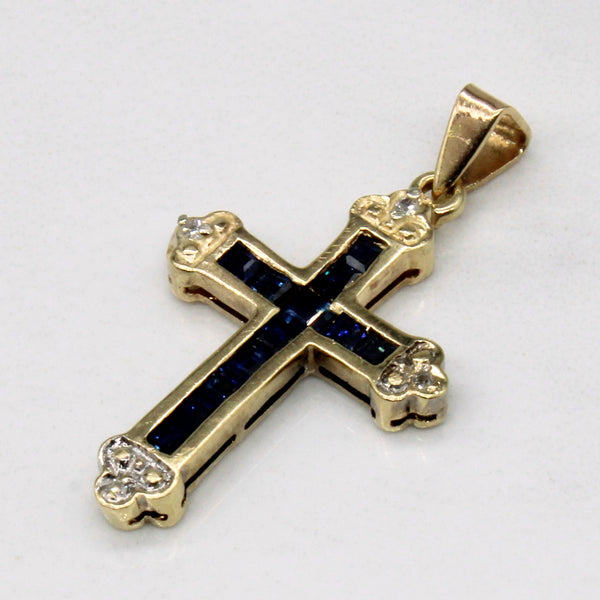 Sapphire and Diamond Cross 10k Pendant | 0.75ctw, 0.028ctw |